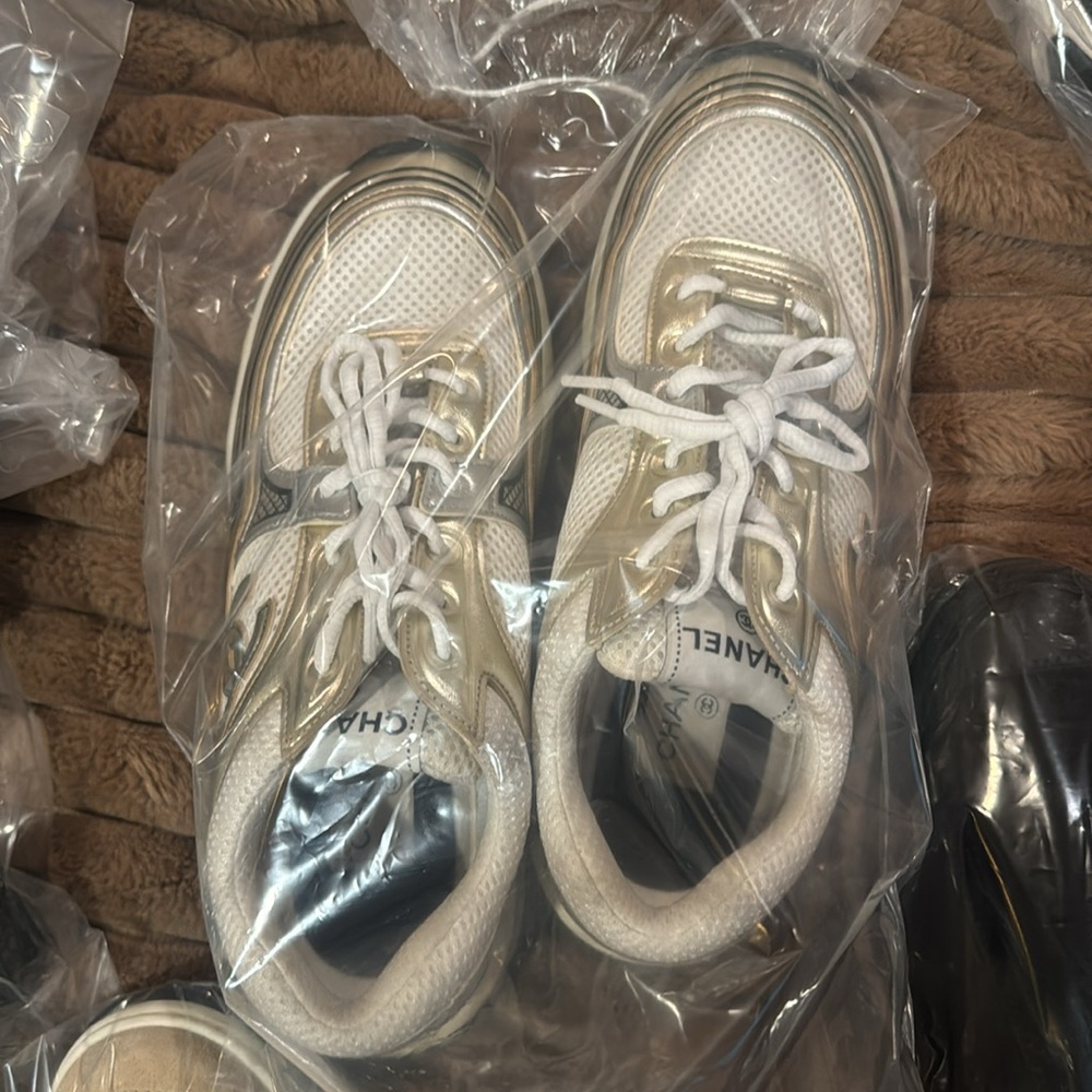 Chanel metallic sneakers